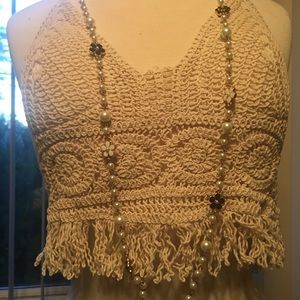 Hot beach crochet with tassels crop tops
